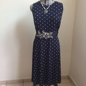 Charter Club Polka Dot Sleeveless Dress Sz XL Navy